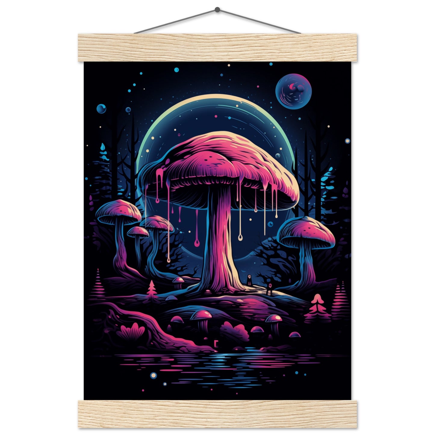 Drippy Mushroom Fantasy Forest Poster with Hanger