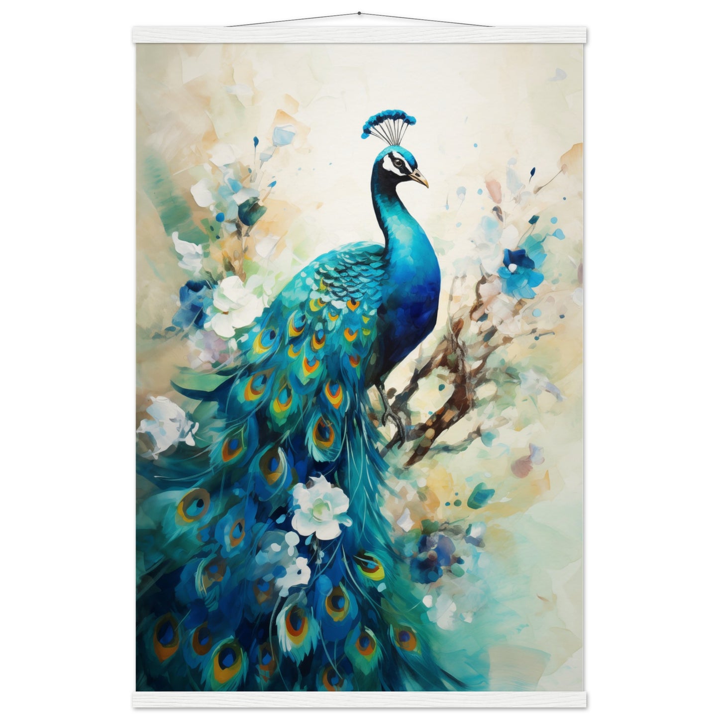 Peacock Dreams Poster with Hanger