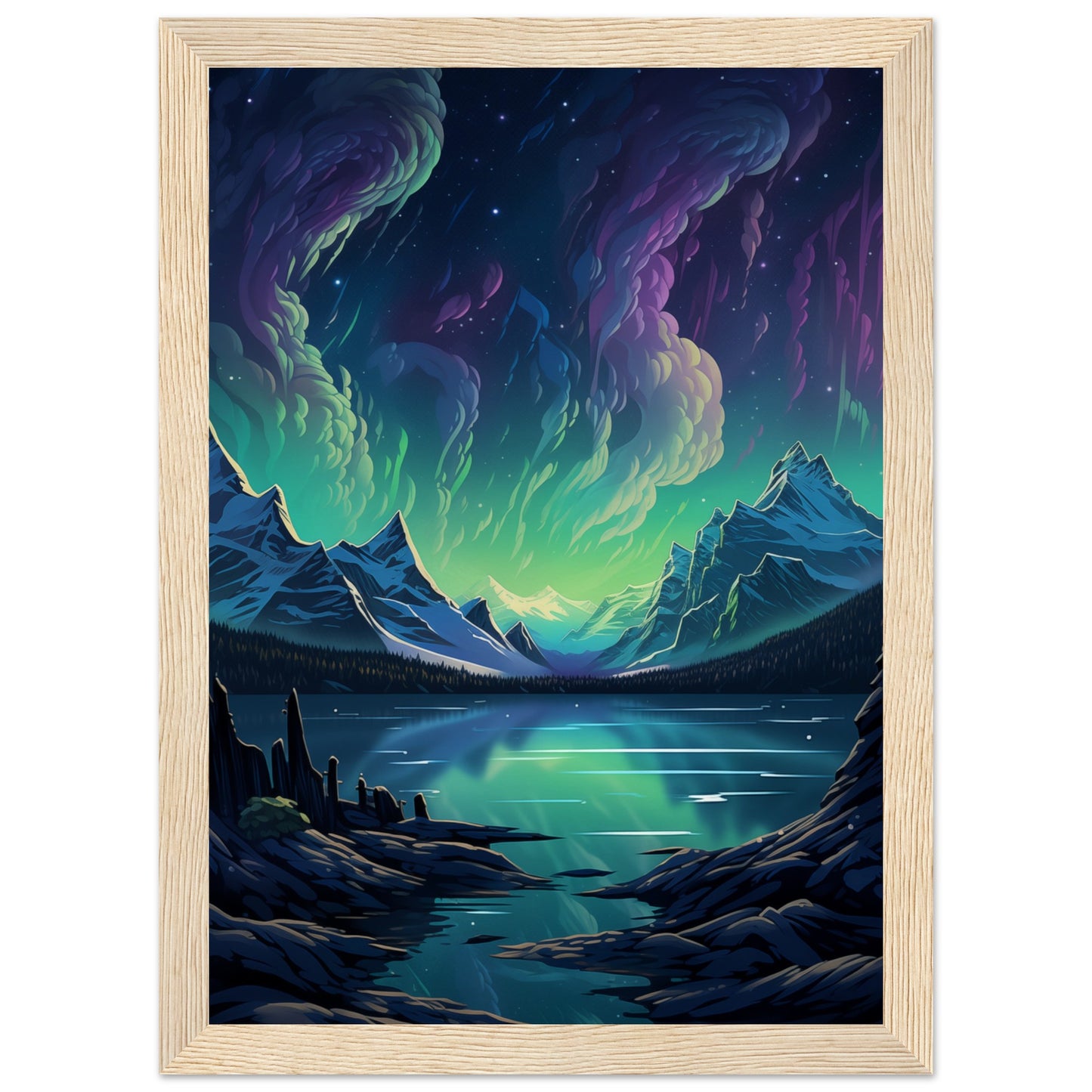 Glacial Glow Wooden Framed Poster