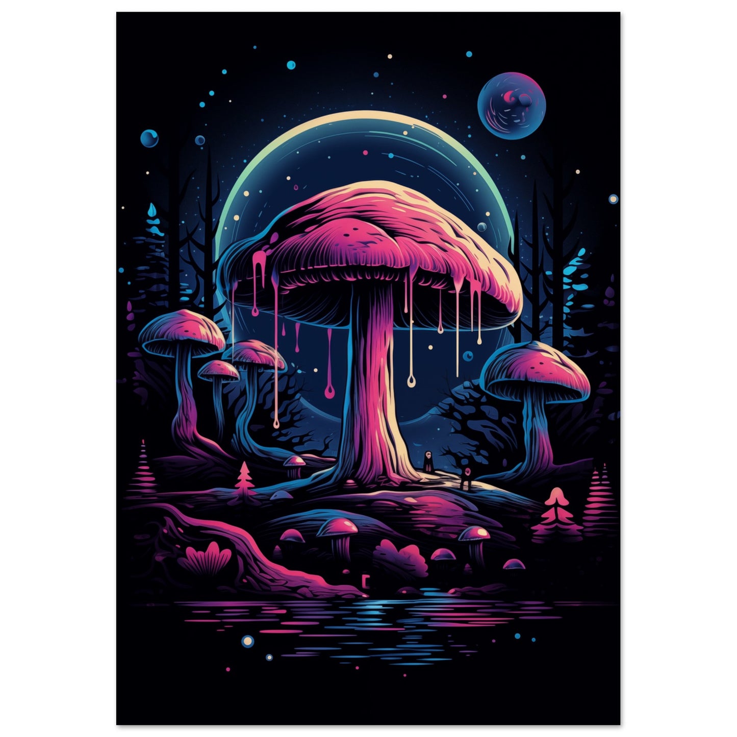 Drippy Mushroom Fantasy Forest Poster