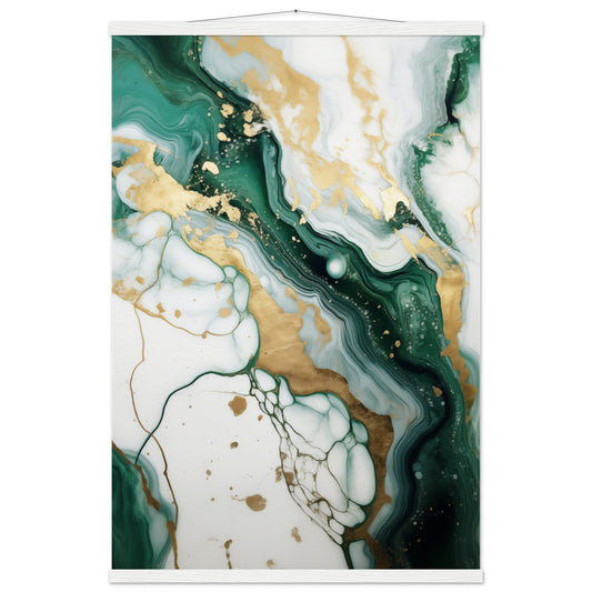 Emerald And Gold Marble Poster with Hanger