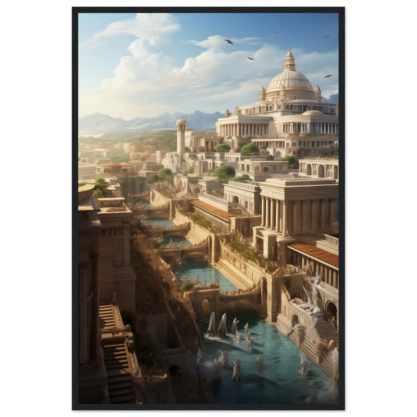 Ancient Roman City Wooden Framed Poster