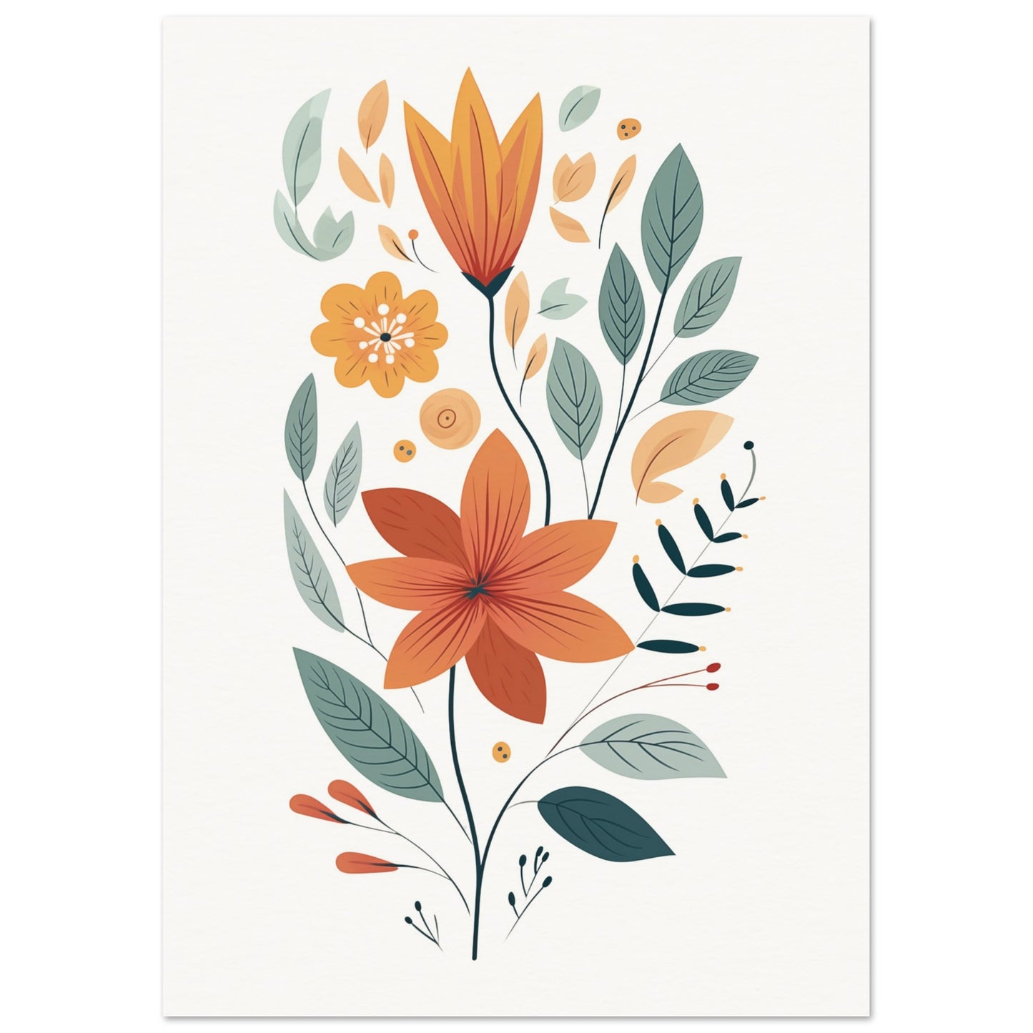 Flowers and Leaves Poster