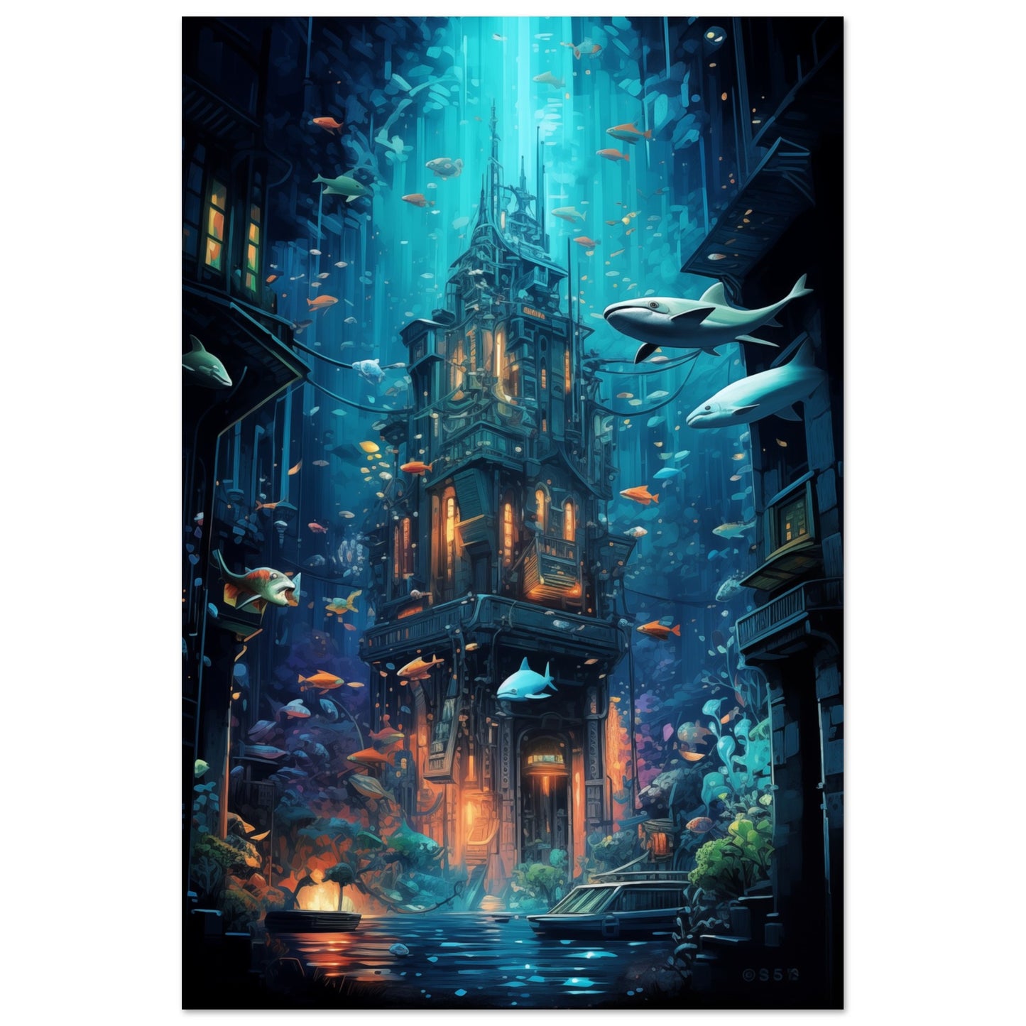 Aqua Metropolis Aluminum Print