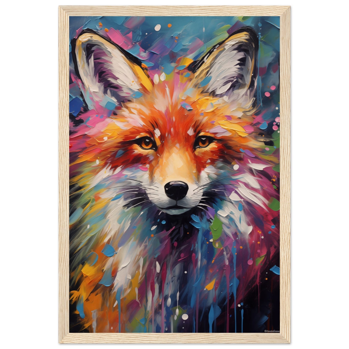 Foxy Splatter Wooden Framed Poster