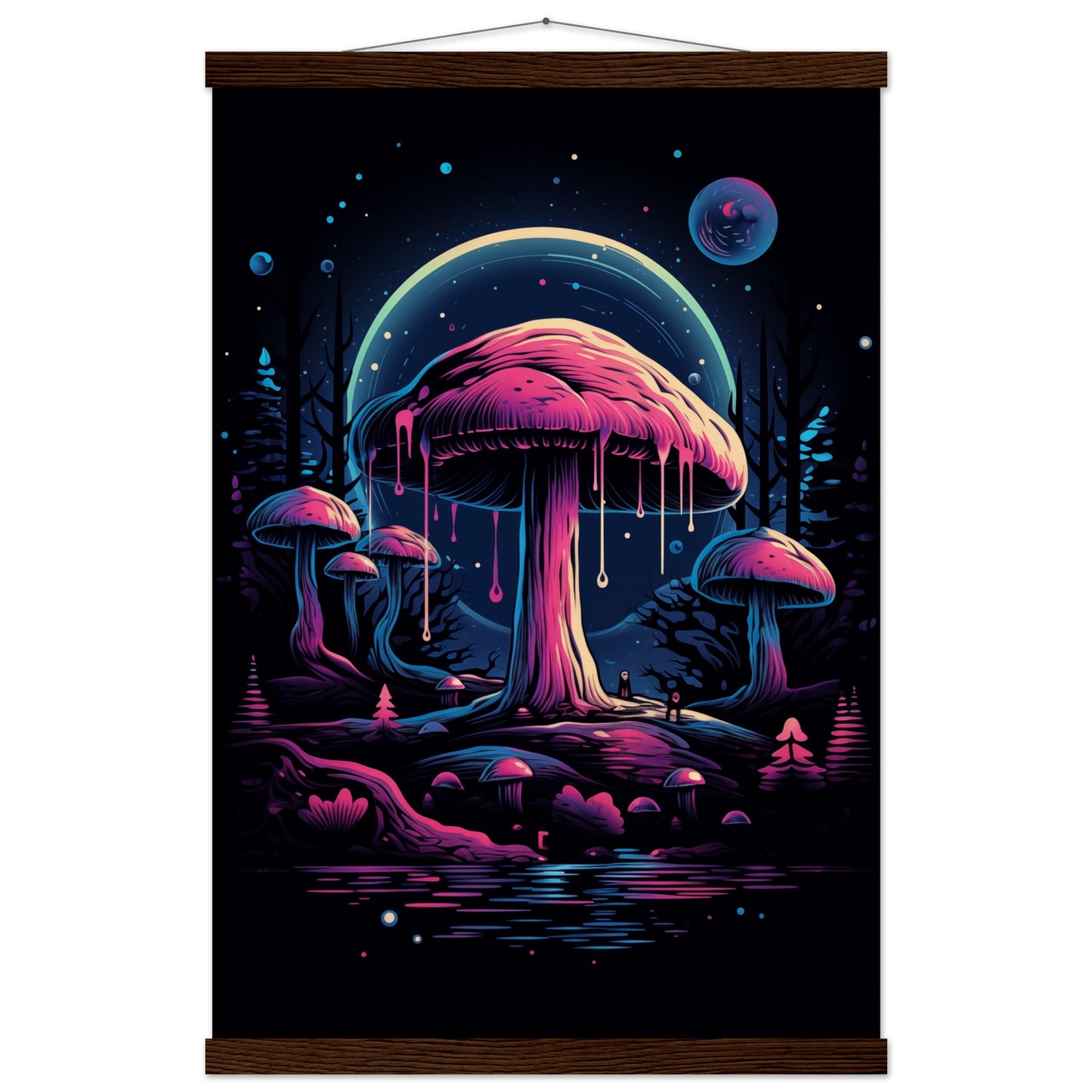 Drippy Mushroom Fantasy Forest Poster with Hanger