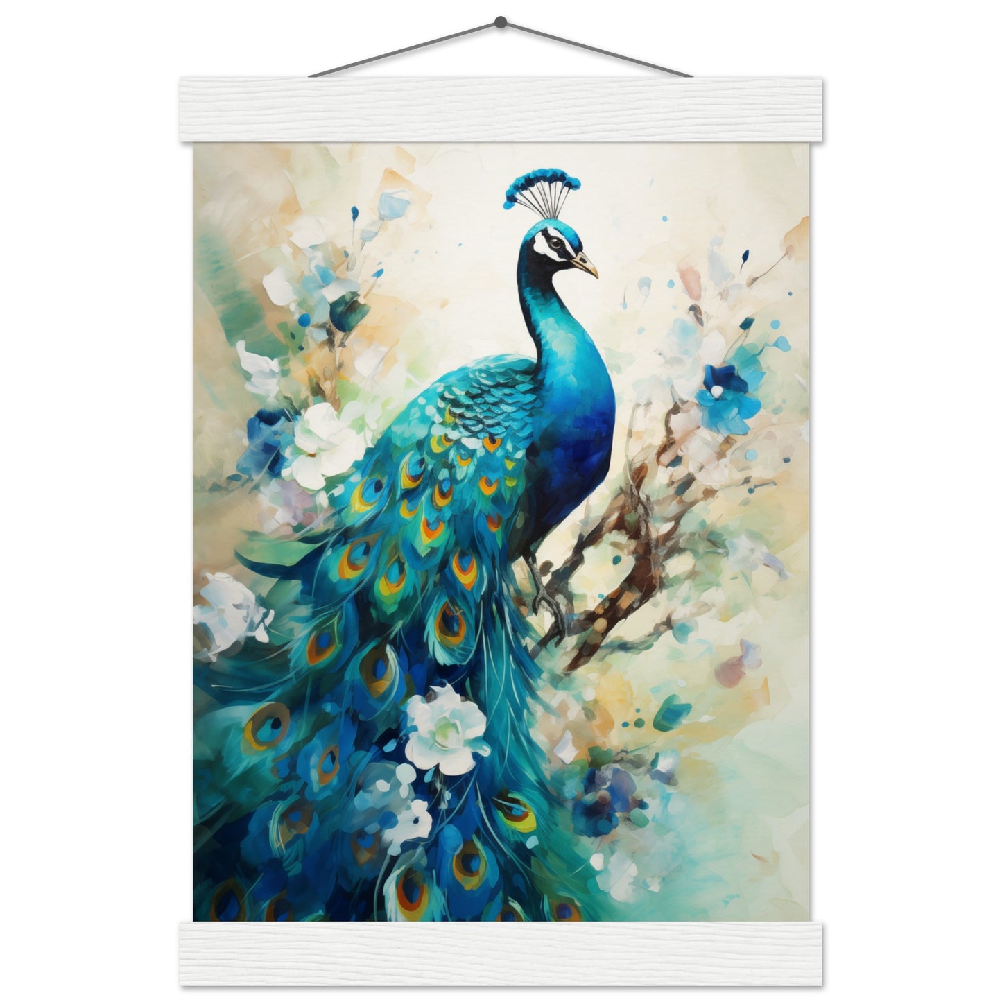 Peacock Dreams Poster with Hanger