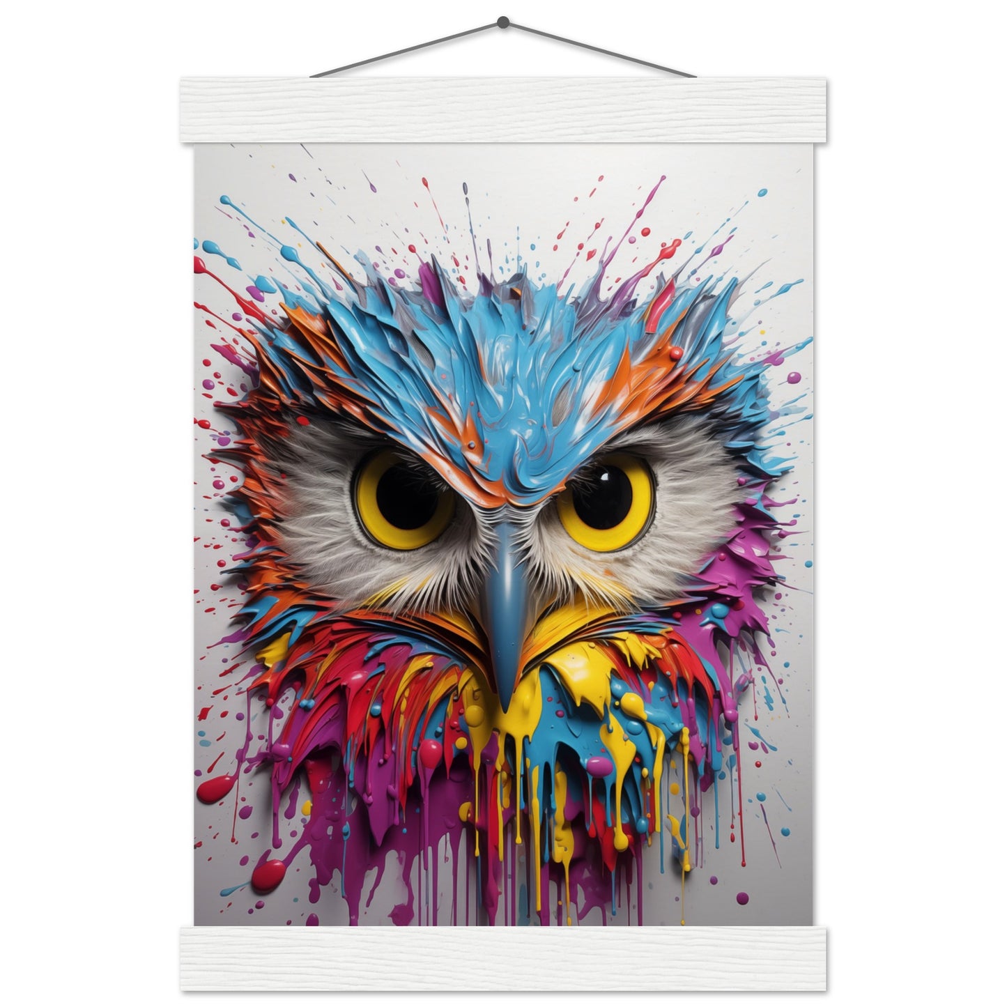 Owl Splash Art Poster with Hanger