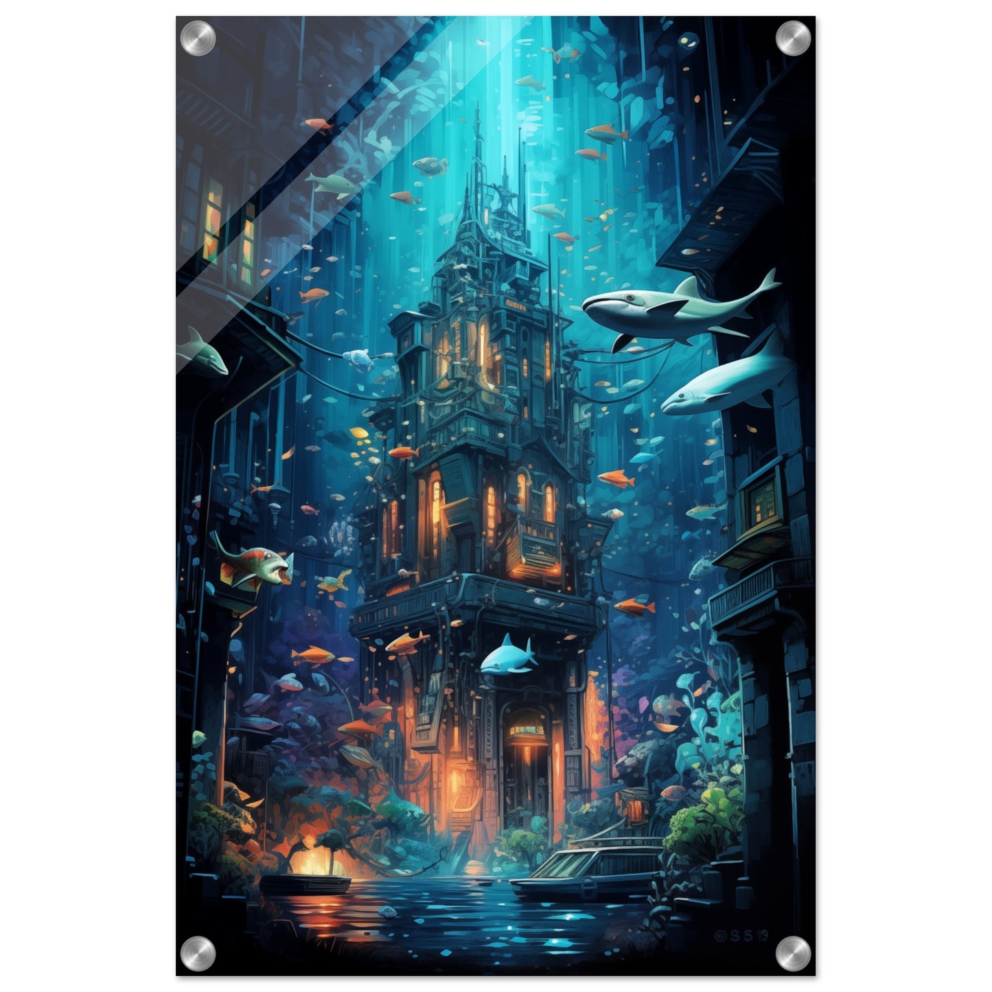 Aqua Metropolis Acrylic Print