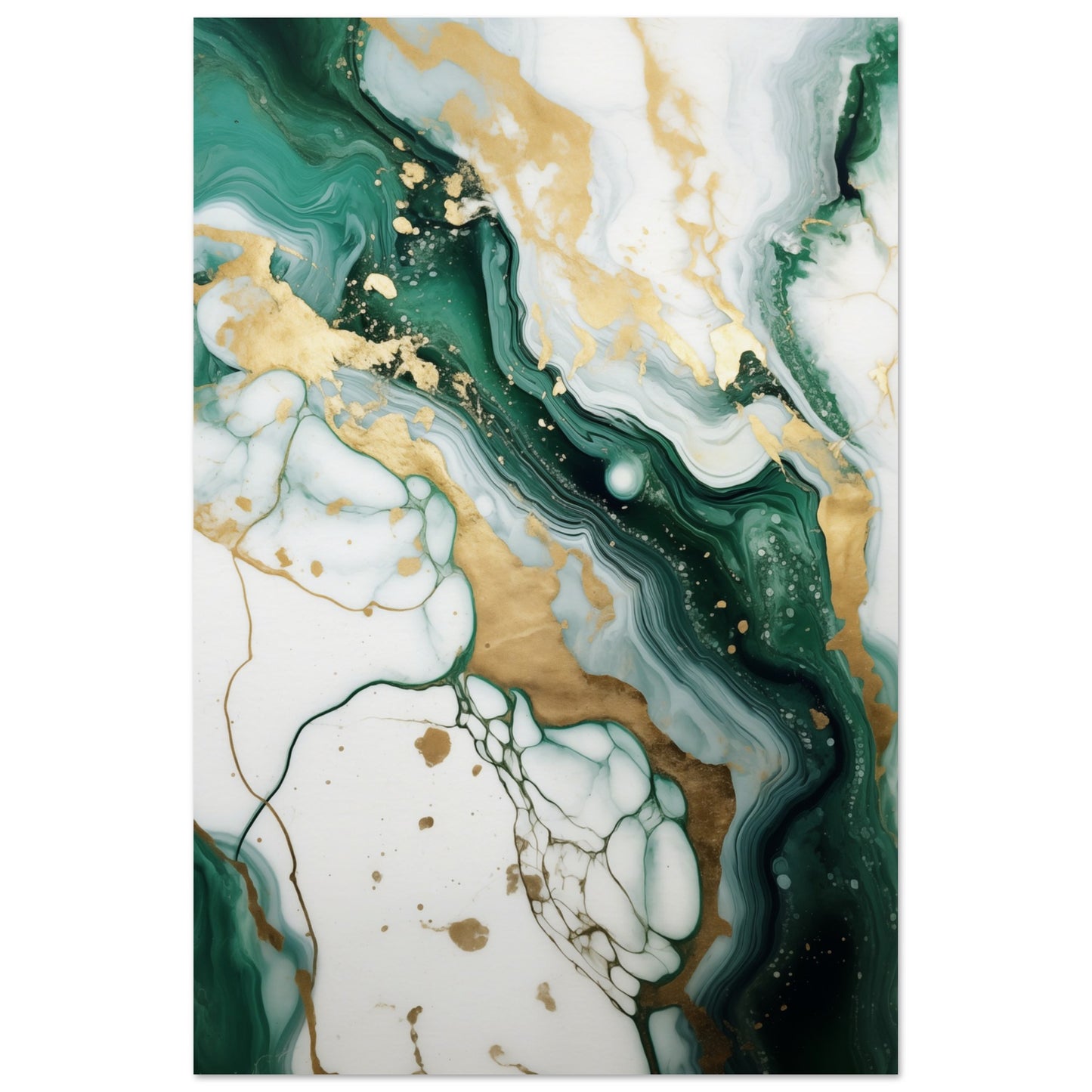 Emerald And Gold Marble Poster