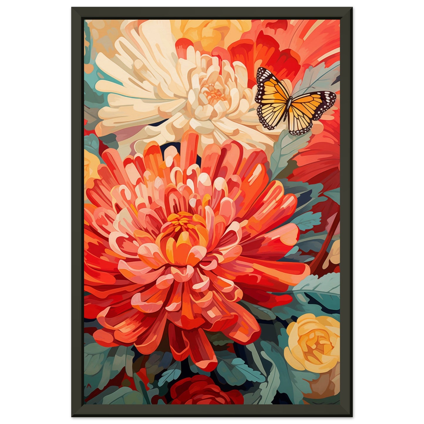 Post impressionist Chrysanthemum Metal Framed Poster