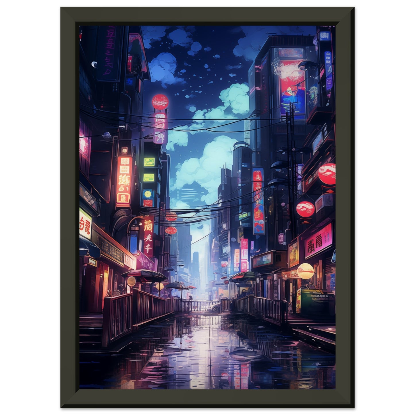 Neon City Metal Framed Poster