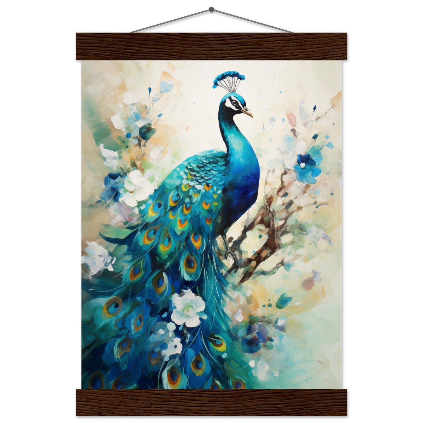 Peacock Dreams Poster with Hanger