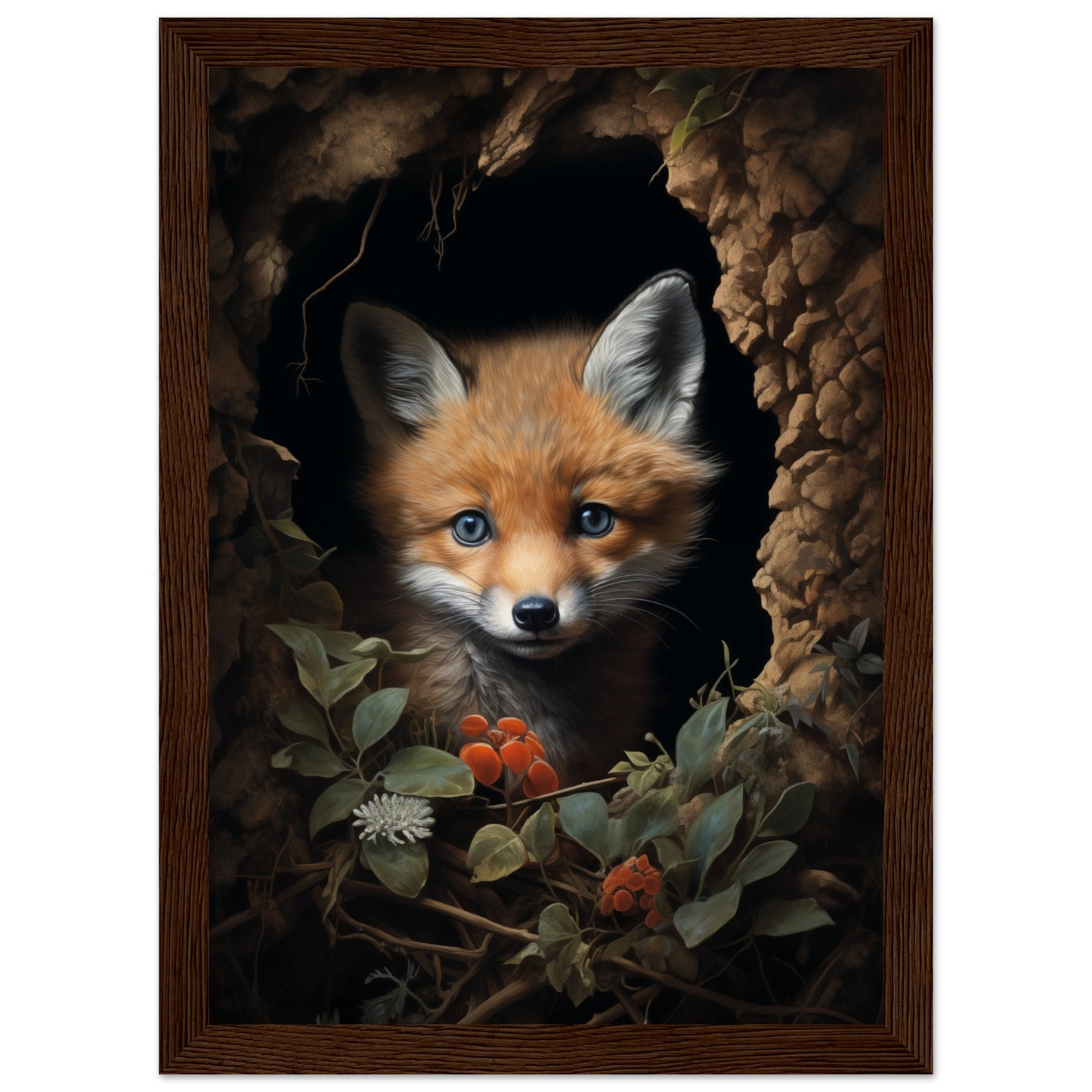 Fuzzy Fox Wooden Framed Poster