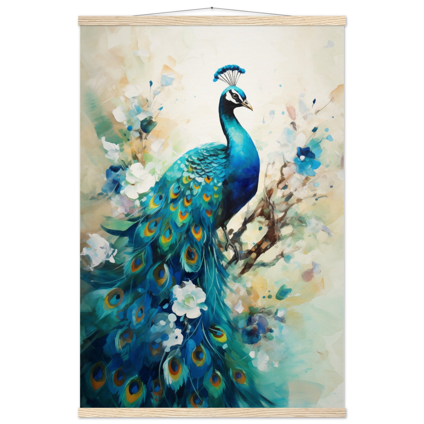 Peacock Dreams Poster with Hanger