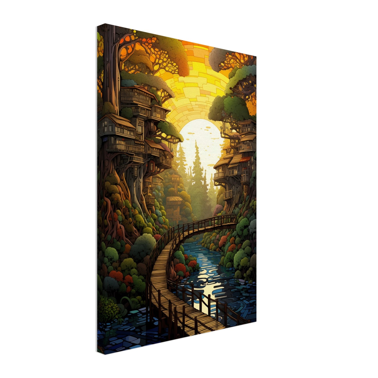 Pixel Sunset Retreat Canvas