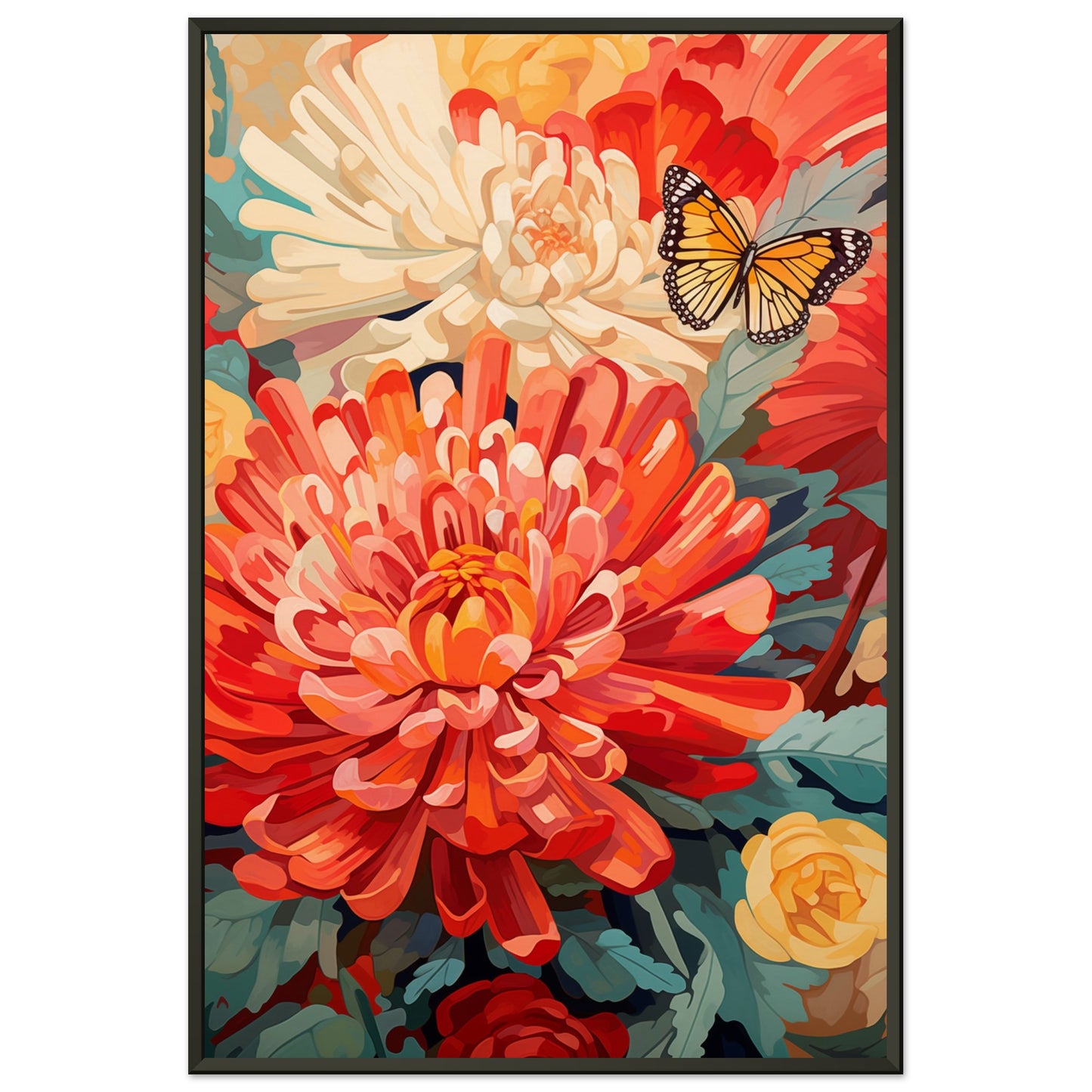 Post impressionist Chrysanthemum Metal Framed Poster