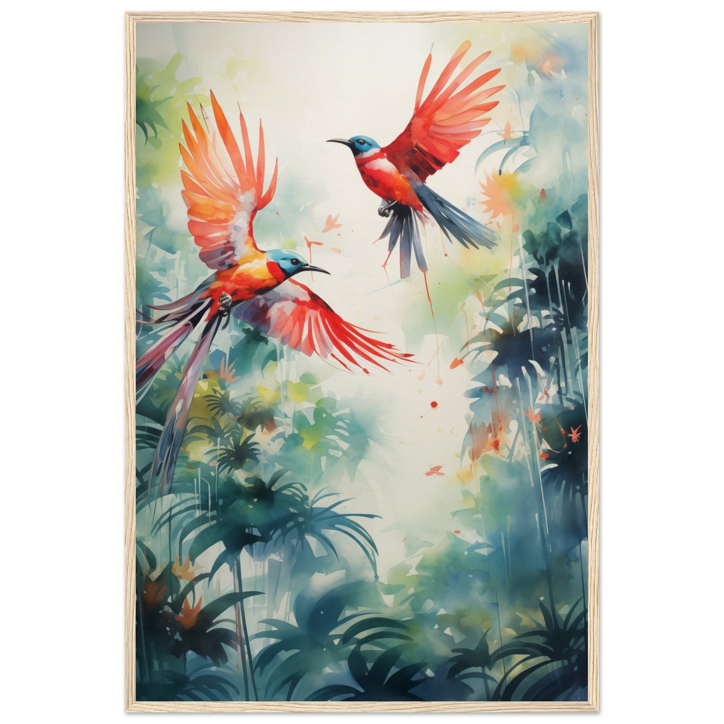 Humming Hues Wooden Framed Poster