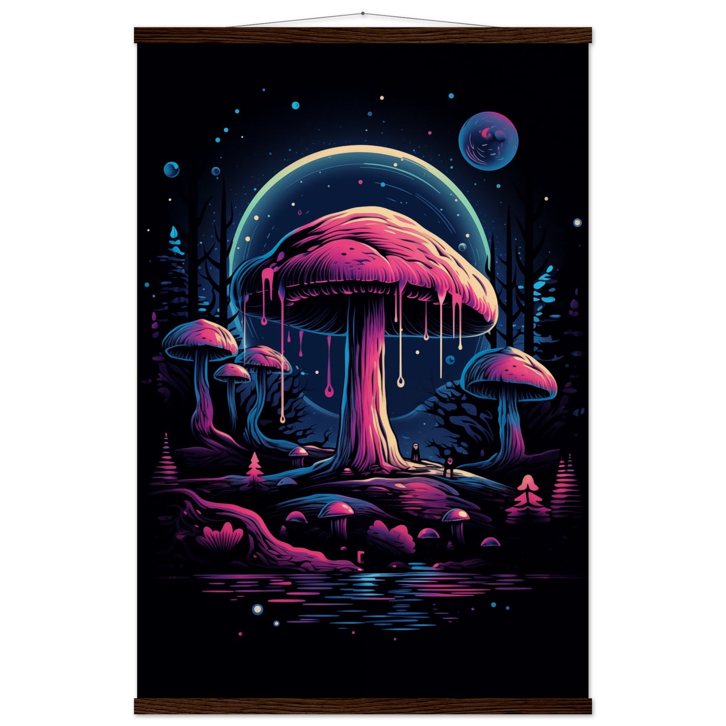 Drippy Mushroom Fantasy Forest Poster with Hanger