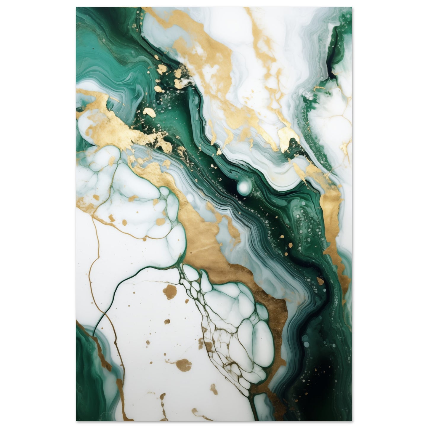 Emerald And Gold Marble Aluminum Print