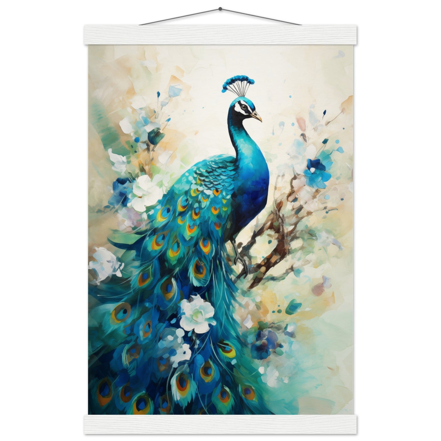 Peacock Dreams Poster with Hanger