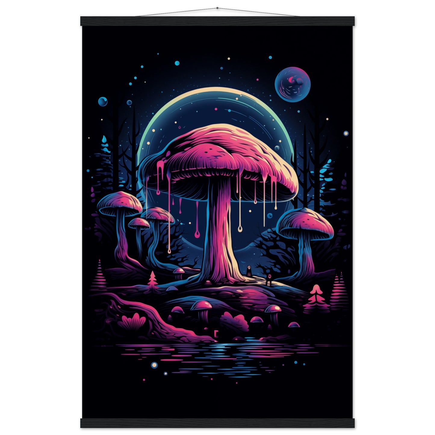 Drippy Mushroom Fantasy Forest Poster with Hanger