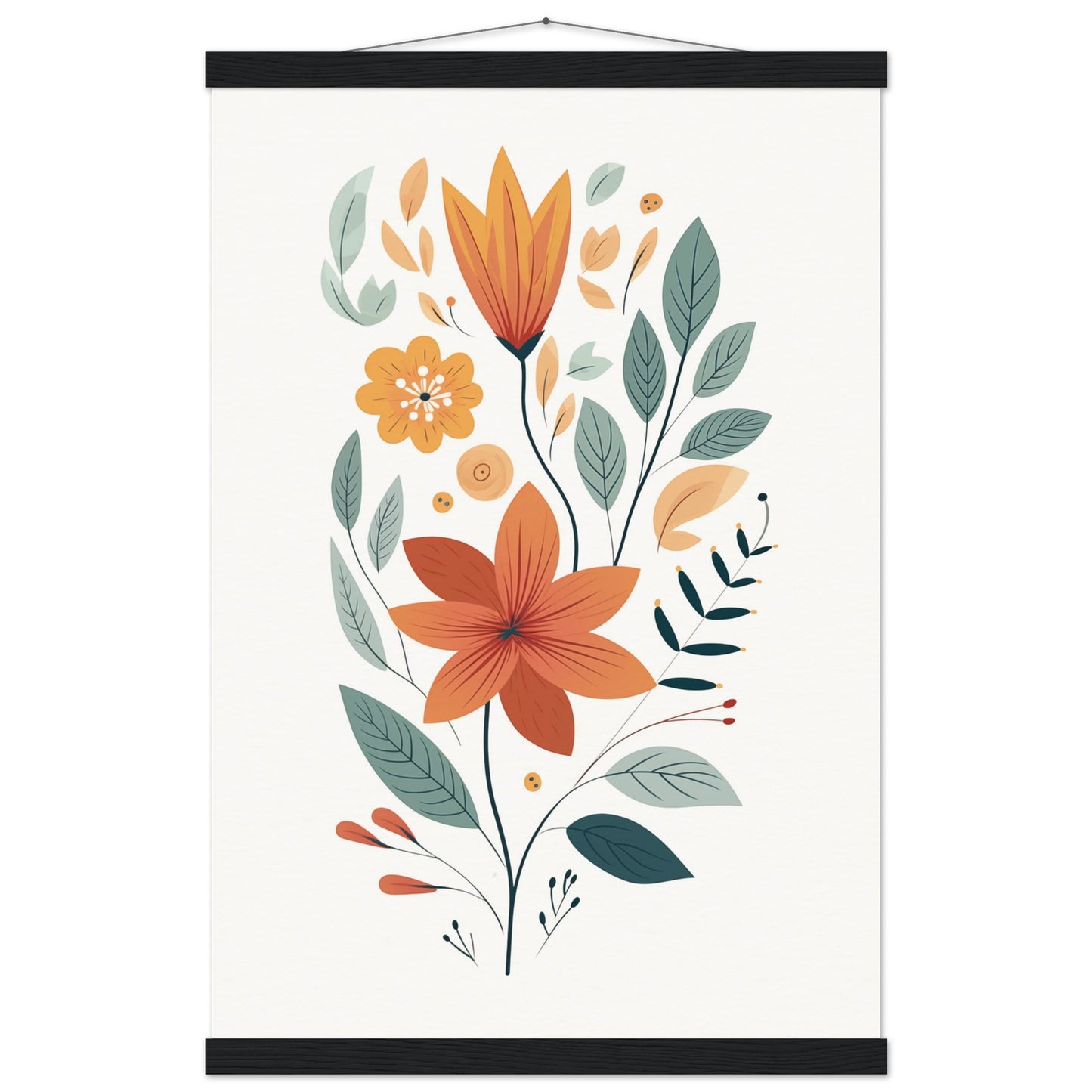 Flowers and Leaves Poster with Hanger