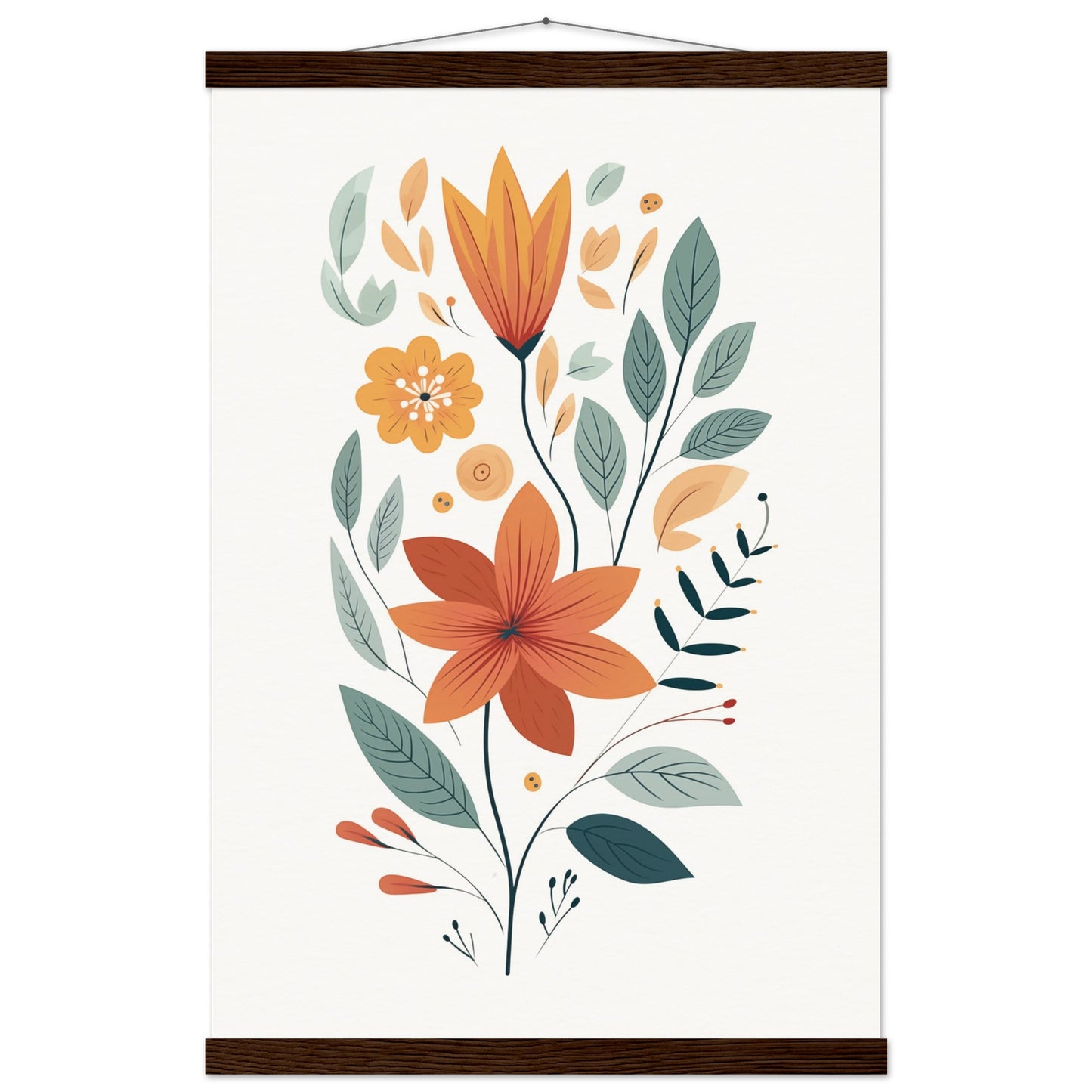 Flowers and Leaves Poster with Hanger