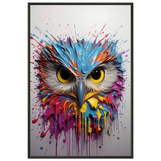 Owl Splash Art Metal Framed Poster