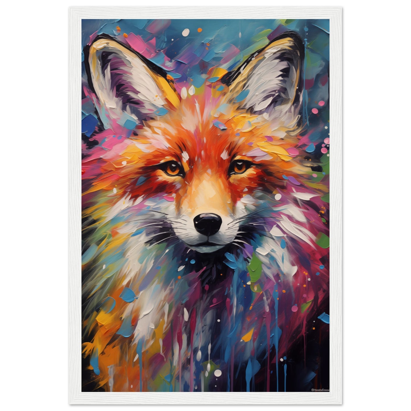 Foxy Splatter Wooden Framed Poster