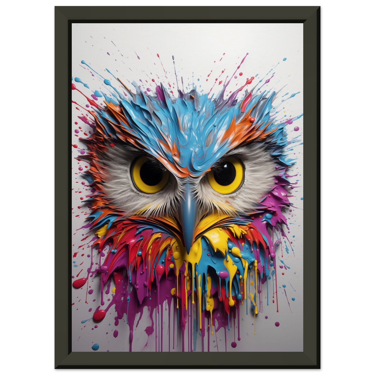 Owl Splash Art Metal Framed Poster