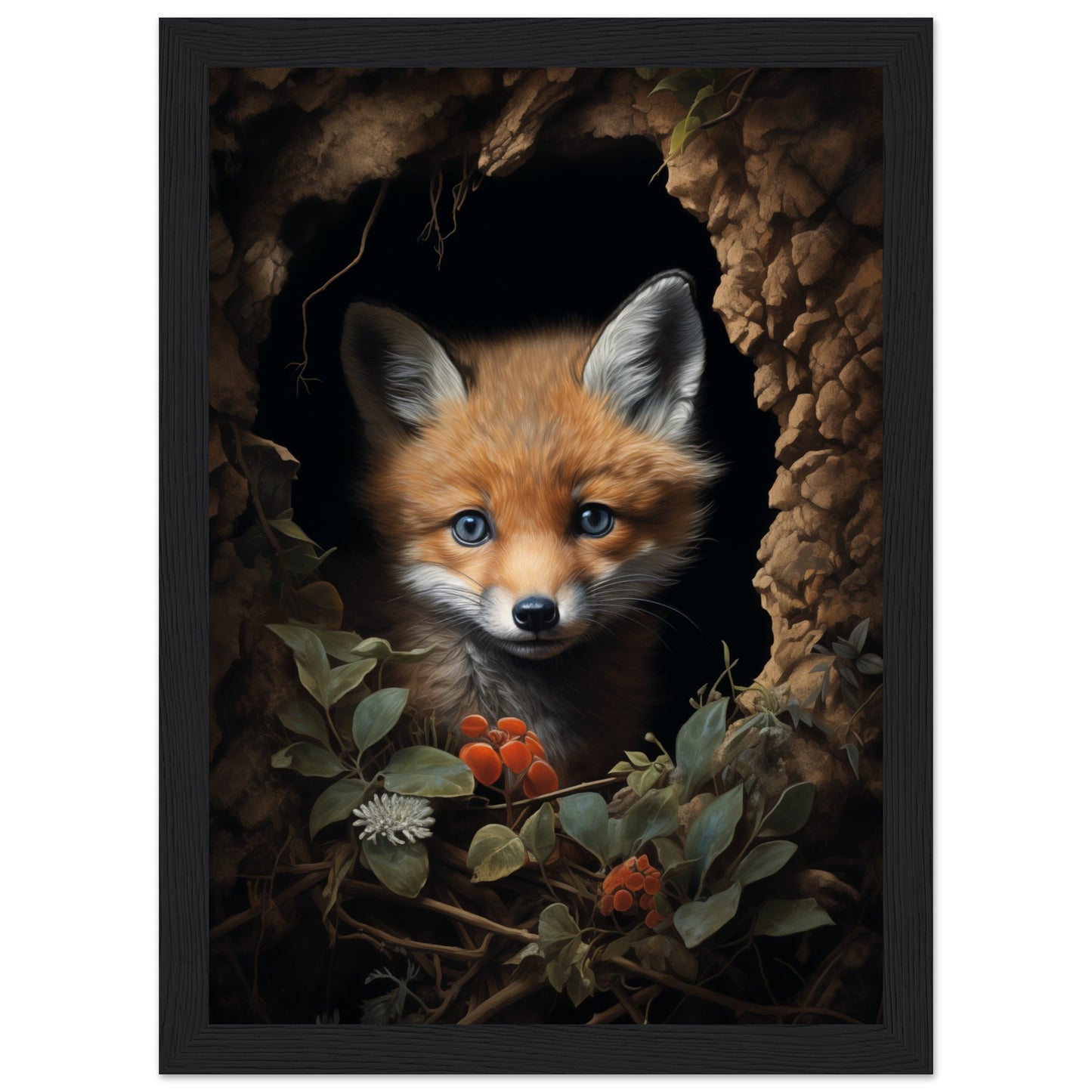 Fuzzy Fox Wooden Framed Poster