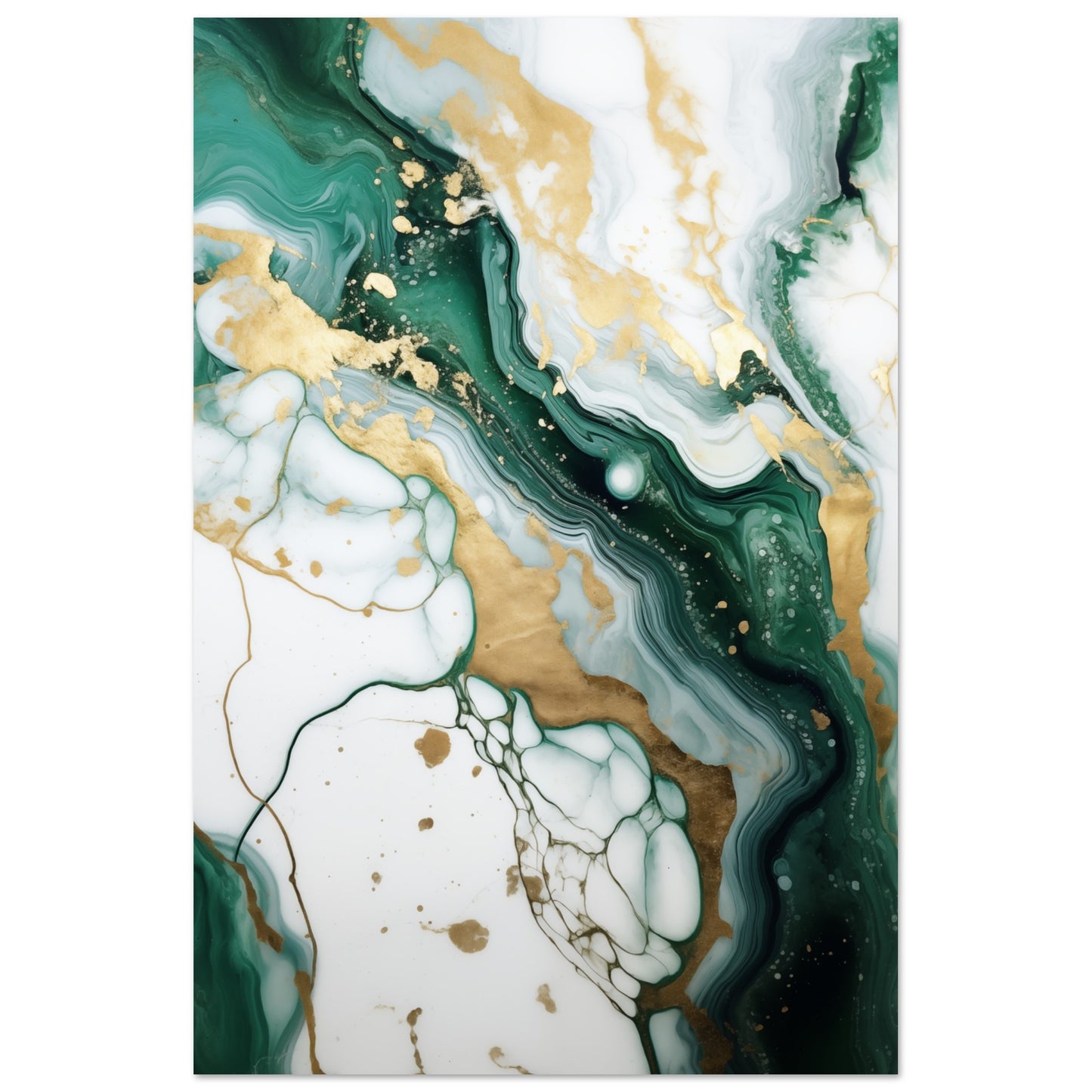 Emerald And Gold Marble Aluminum Print