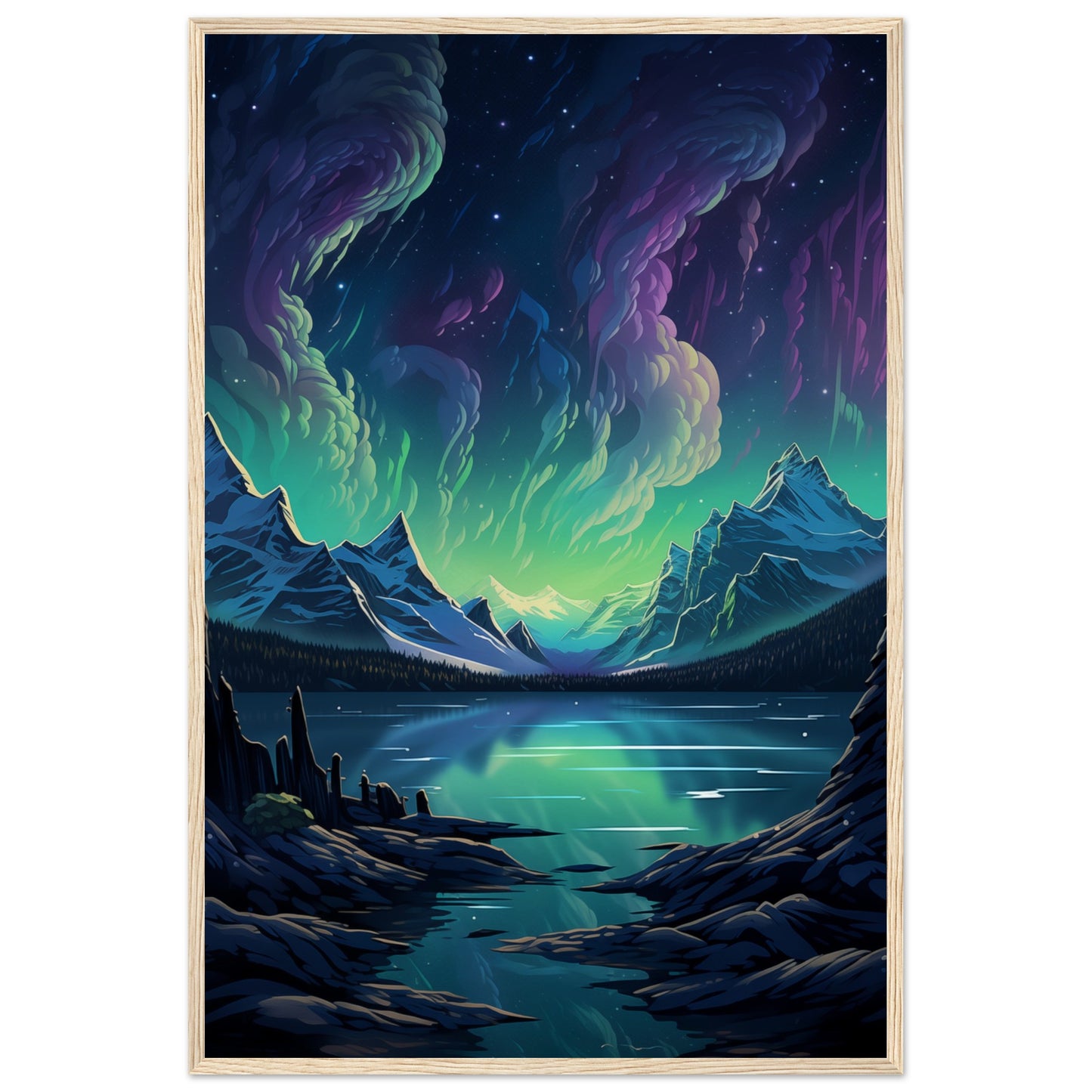 Glacial Glow Wooden Framed Poster