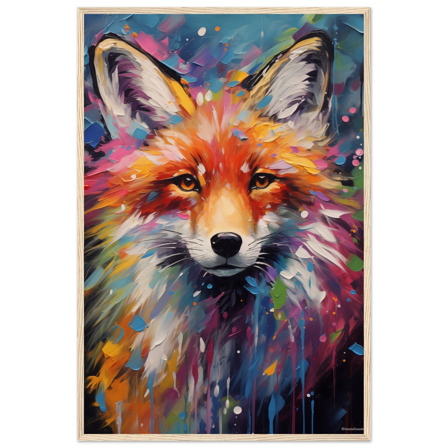 Foxy Splatter Wooden Framed Poster