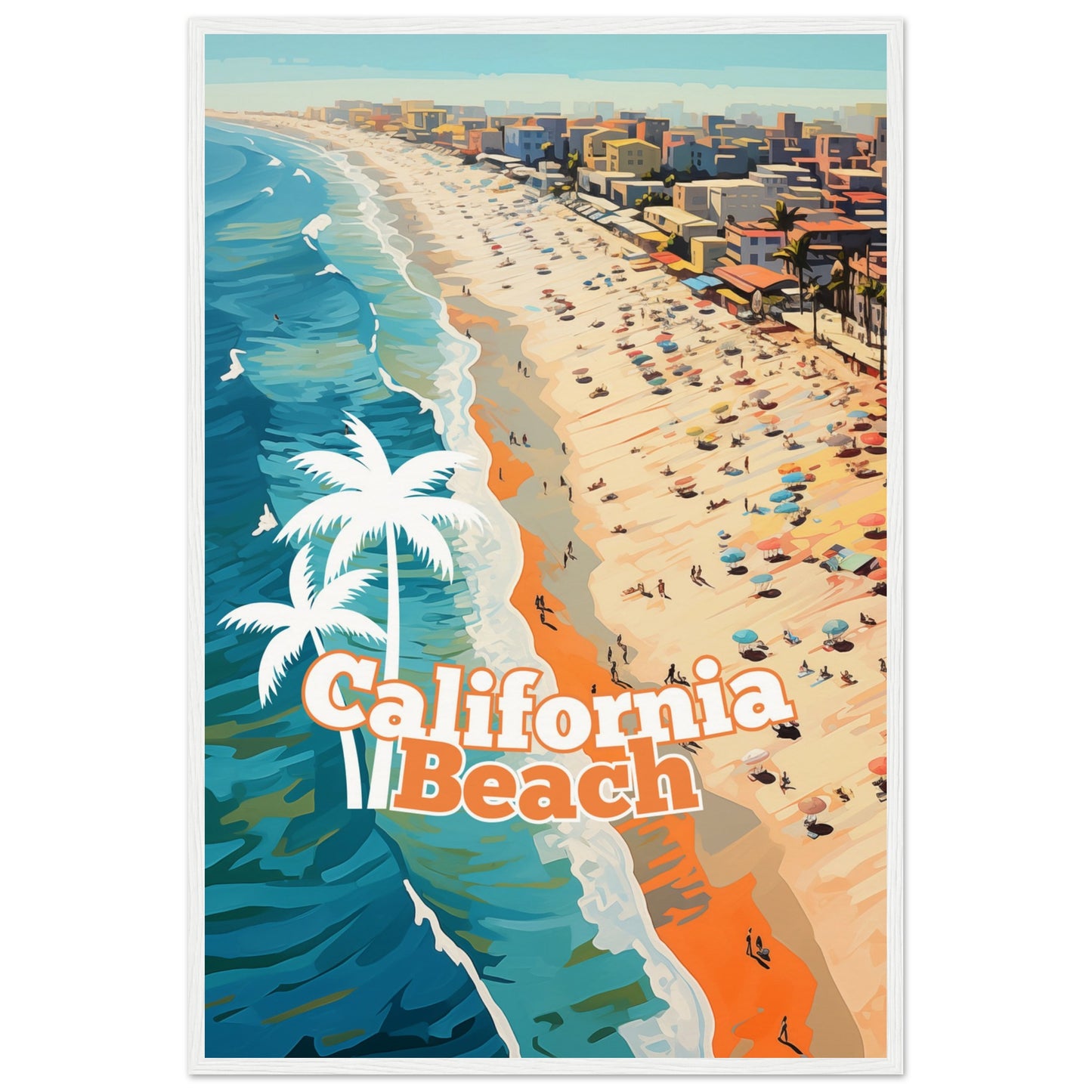 California Beach Wooden Framed Poster