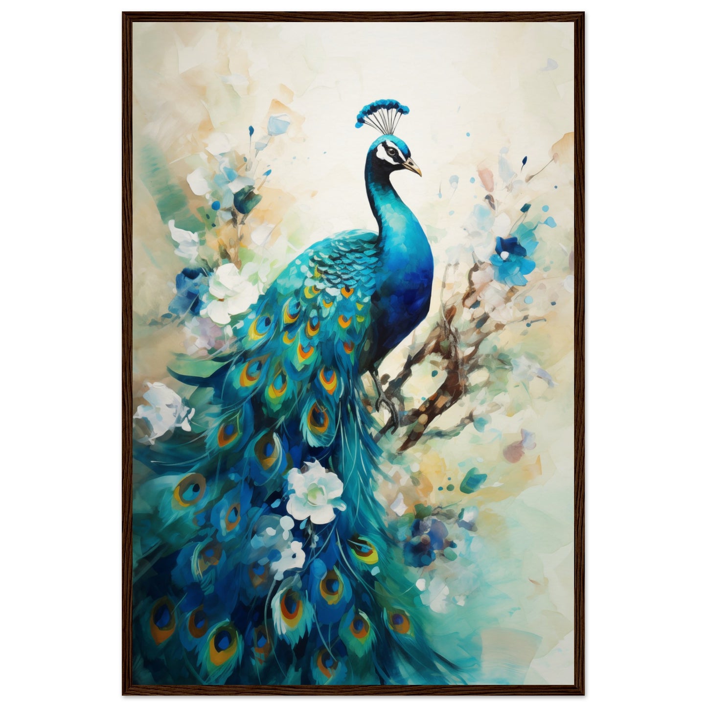 Peacock Dreams Wooden Framed Poster