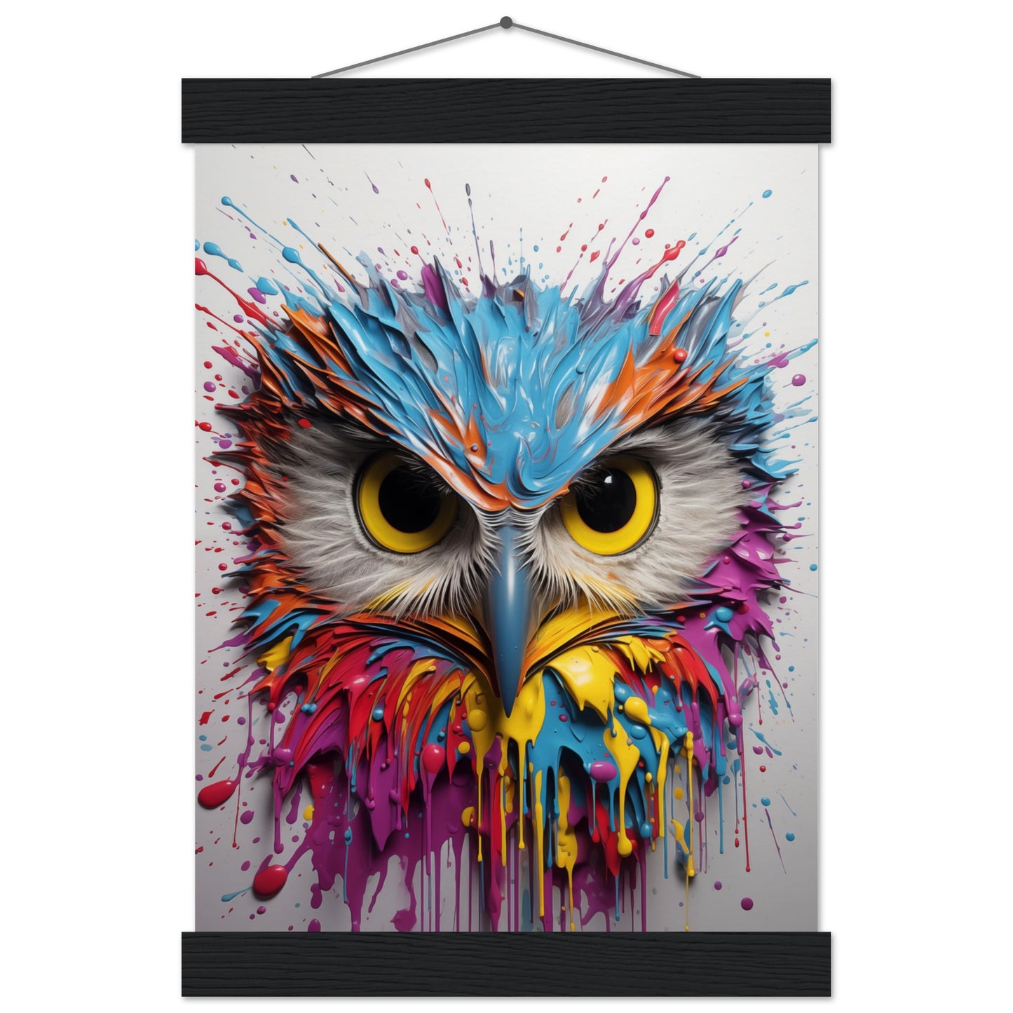 Owl Splash Art Poster with Hanger