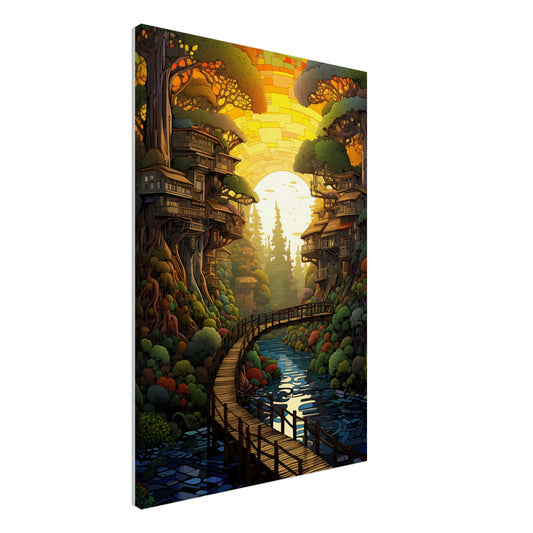 Pixel Sunset Retreat Canvas