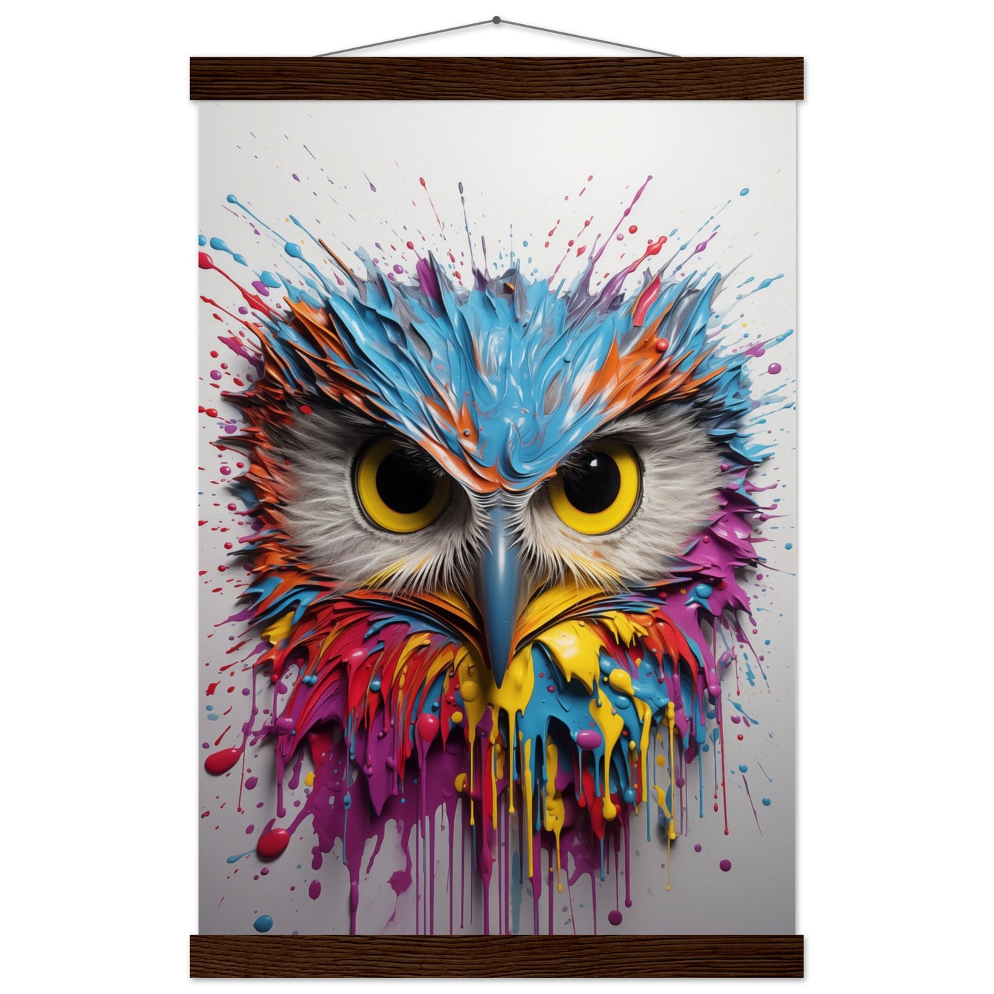 Owl Splash Art Poster with Hanger