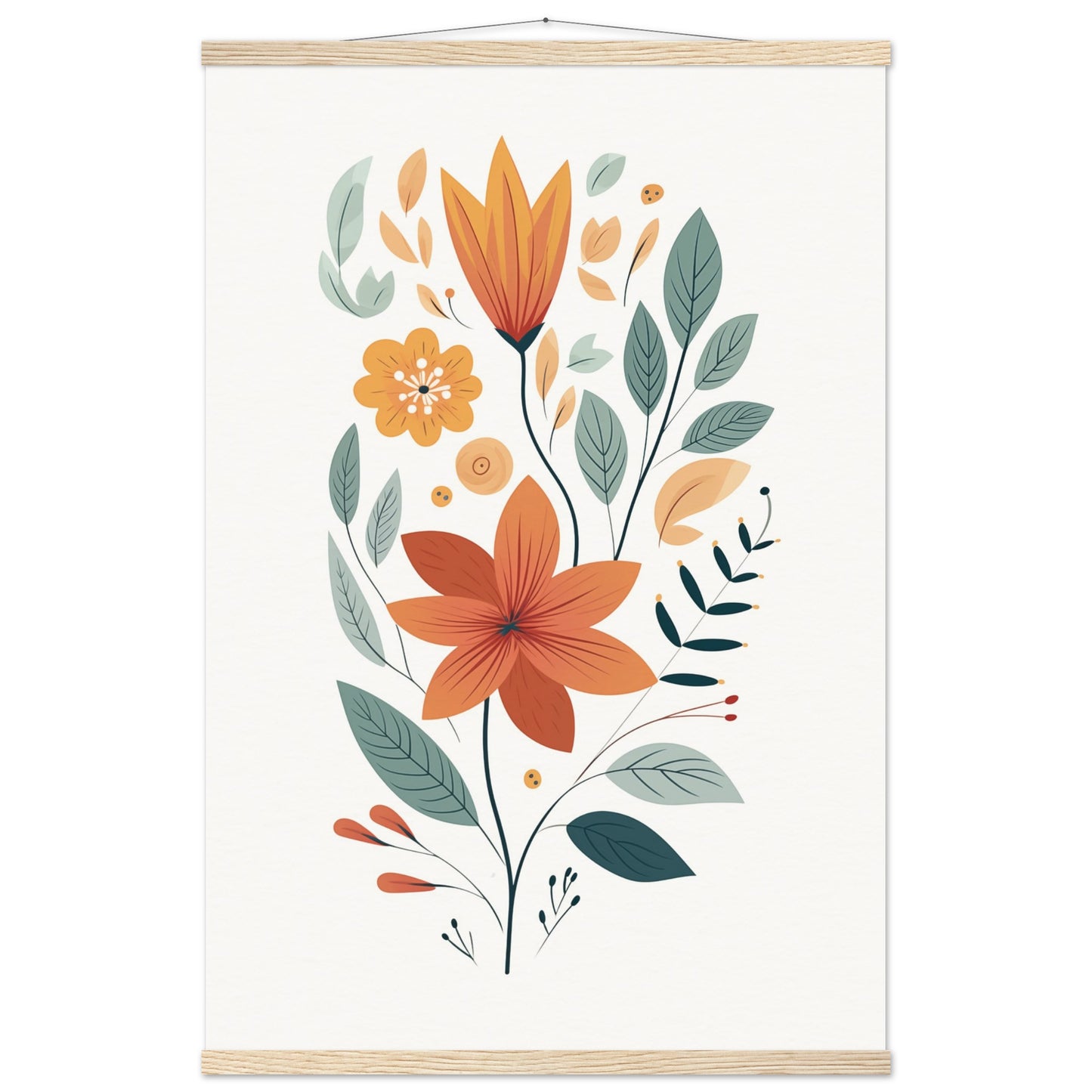 Flowers and Leaves Poster with Hanger