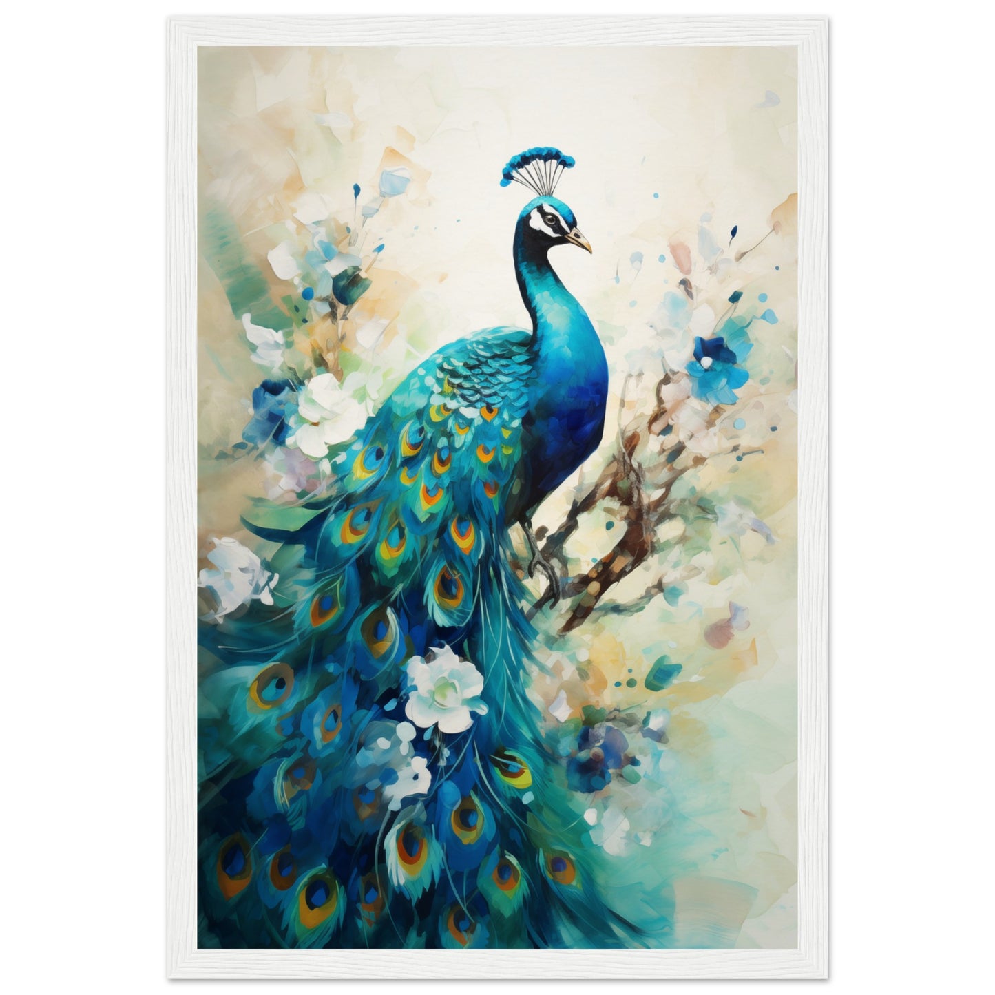 Peacock Dreams Wooden Framed Poster