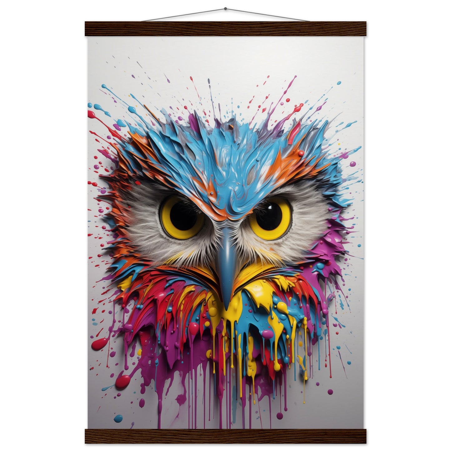 Owl Splash Art Poster with Hanger