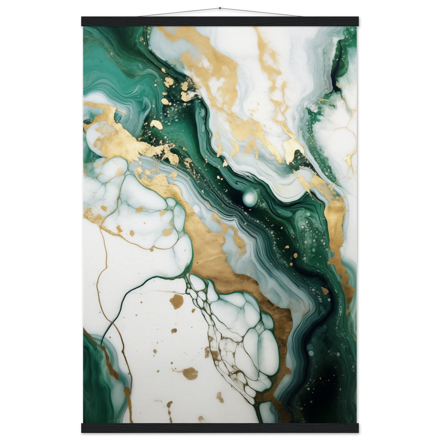 Emerald And Gold Marble Poster with Hanger